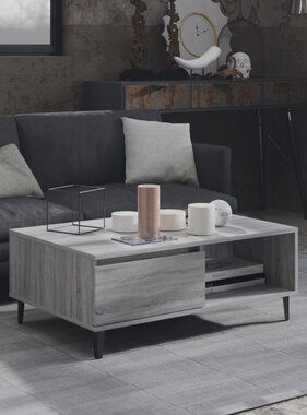 VidaXL Salontafel 90x60x35 cm bewerkt hout grijs sonoma eikenkleurig