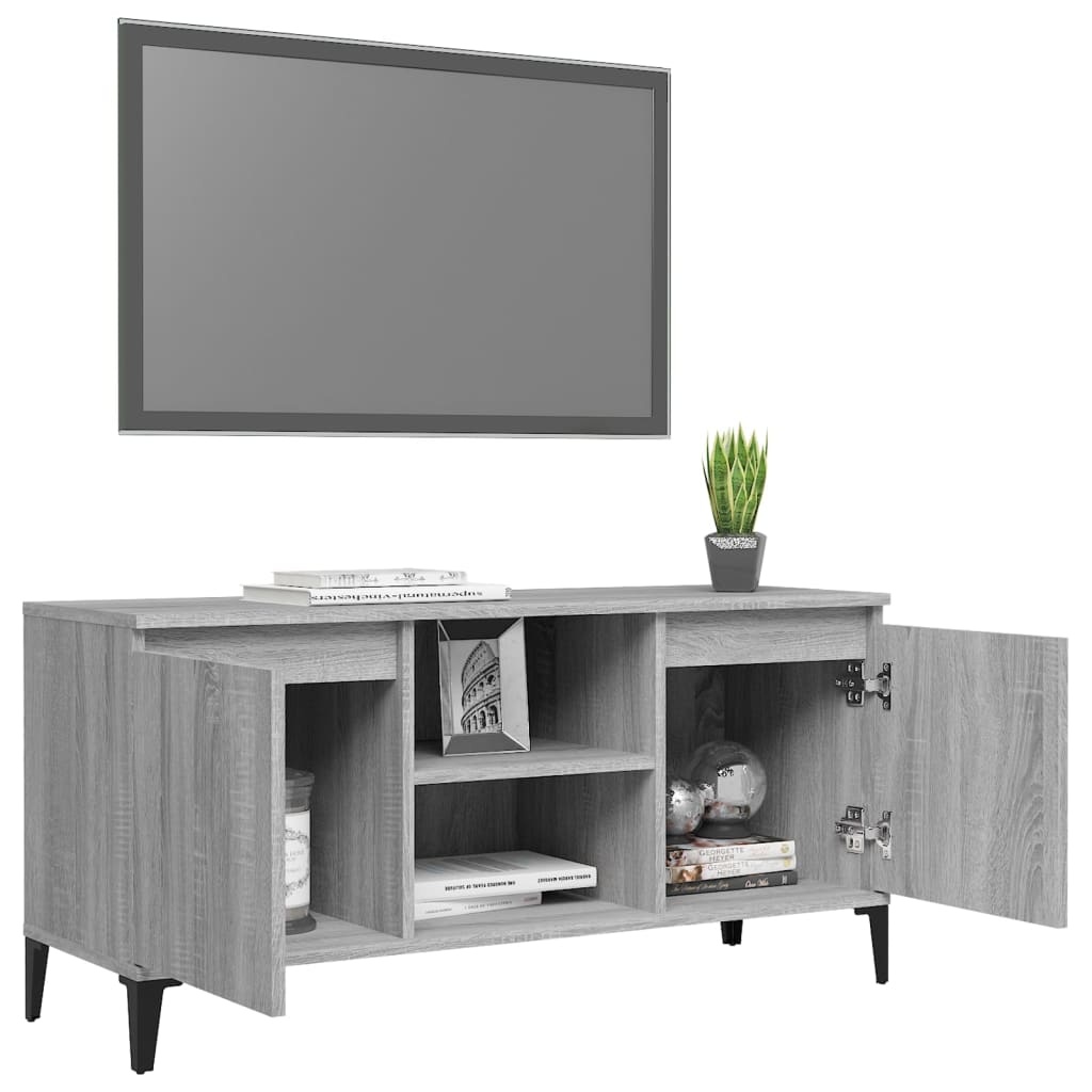 VidaXL Tv-meubel met metalen poten 103,5x35x50 cm grijs sonoma eiken