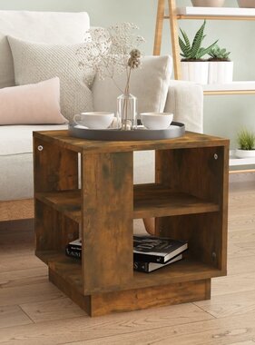 VidaXL Salontafel 40x40x43 cm bewerkt hout gerookt eikenkleurig