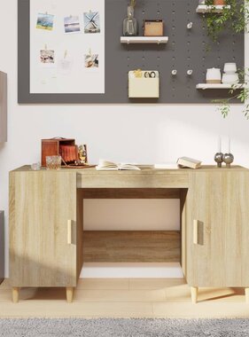 VidaXL Bureau 140x50x75 cm bewerkt hout sonoma eikenkleurig