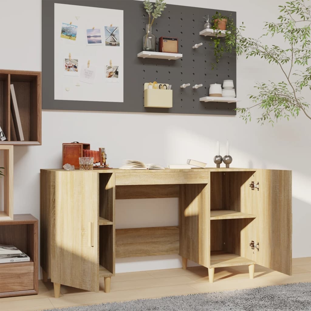 VidaXL Bureau 140x50x75 cm bewerkt hout sonoma eikenkleurig