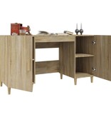 VidaXL Bureau 140x50x75 cm bewerkt hout sonoma eikenkleurig