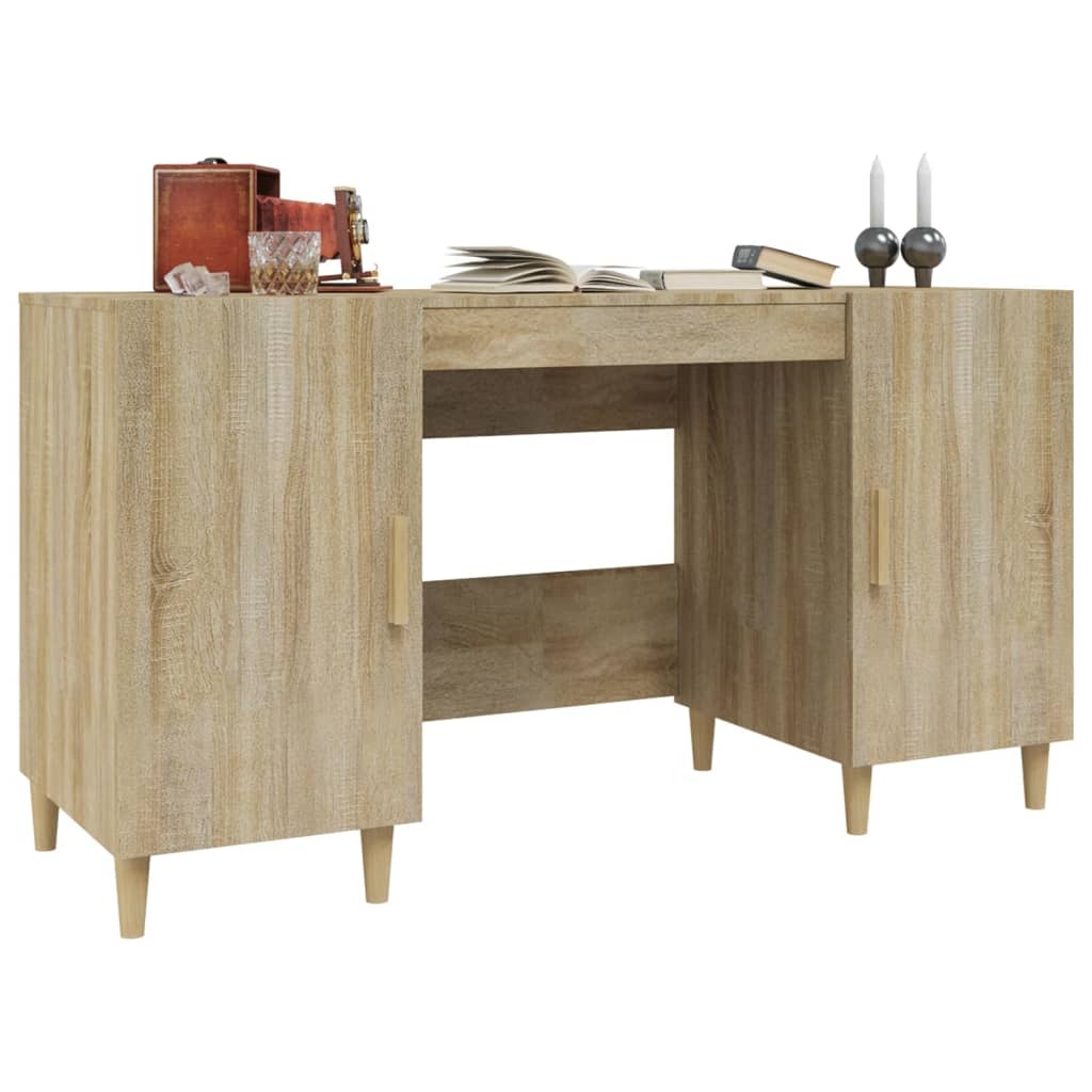 VidaXL Bureau 140x50x75 cm bewerkt hout sonoma eikenkleurig