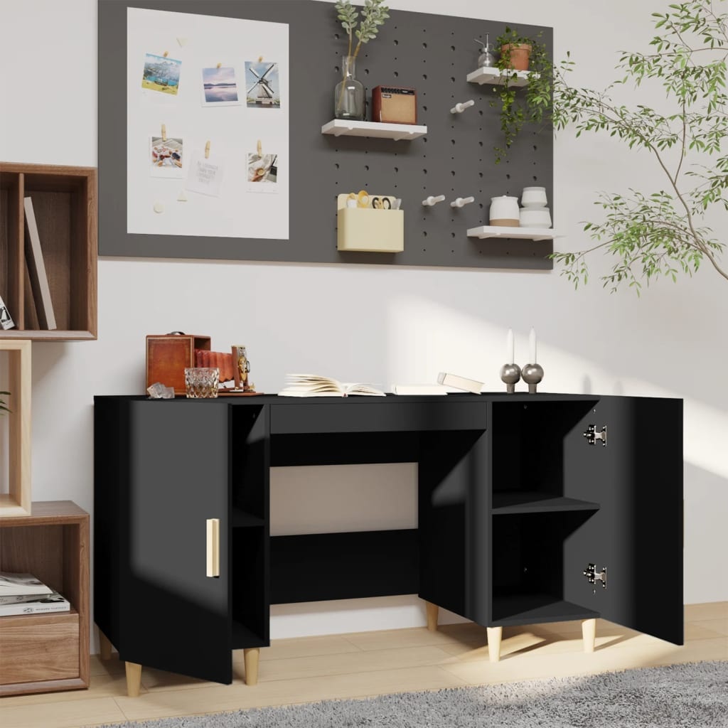 VidaXL Bureau 140x50x75 cm bewerkt hout zwart