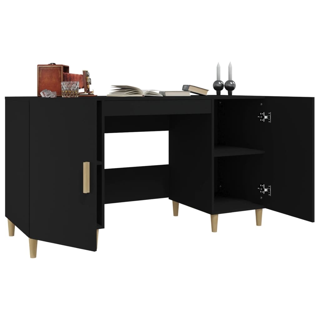 VidaXL Bureau 140x50x75 cm bewerkt hout zwart