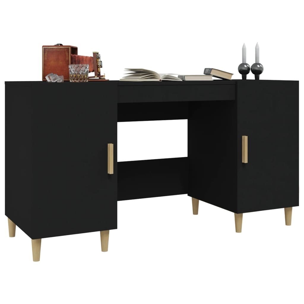 VidaXL Bureau 140x50x75 cm bewerkt hout zwart