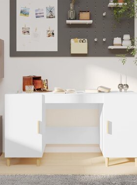 VidaXL Bureau 140x50x75 cm bewerkt hout wit