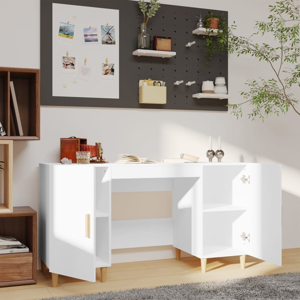 VidaXL Bureau 140x50x75 cm bewerkt hout wit