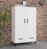 VidaXL Hoge kast 70x31x115 cm bewerkt hout hoogglans wit