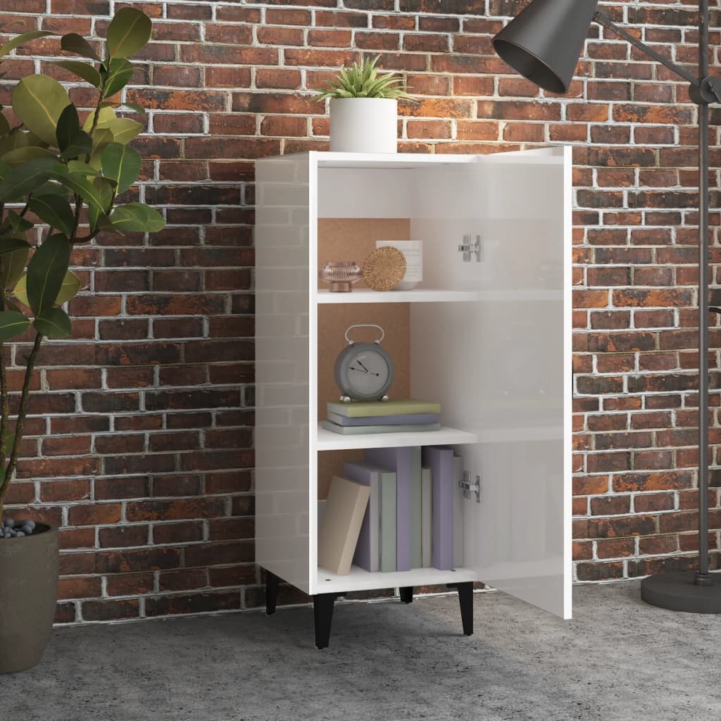 VidaXL Dressoir 34,5x34x90 cm bewerkt hout hoogglans wit