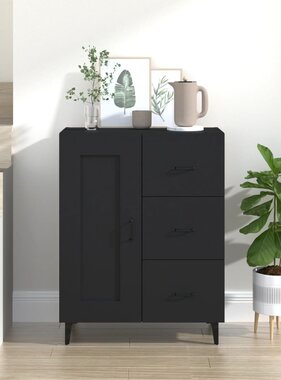 VidaXL Dressoir 69,5x34x90 cm bewerkt hout zwart