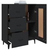 VidaXL Dressoir 69,5x34x90 cm bewerkt hout zwart