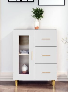 VidaXL Dressoir 69,5x34x90 cm bewerkt hout wit