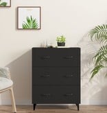 VidaXL Dressoir 69,5x34x90 cm bewerkt hout zwart
