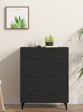 VidaXL Dressoir 69,5x34x90 cm bewerkt hout zwart
