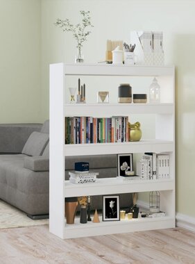 VidaXL Boekenkast/kamerscherm 100x30x135 cm hoogglans wit