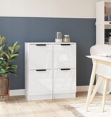 VidaXL Dressoirs 2 st 30x30x70 cm bewerkt hout hoogglans wit