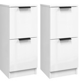 VidaXL Dressoirs 2 st 30x30x70 cm bewerkt hout hoogglans wit