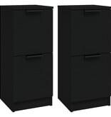 VidaXL Dressoirs 2 st 30x30x70 cm bewerkt hout zwart