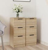 VidaXL Dressoirs 2 st 30x30x70 cm bewerkt hout sonoma eikenkleurig