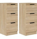 VidaXL Dressoirs 2 st 30x30x70 cm bewerkt hout sonoma eikenkleurig