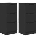 VidaXL Dressoirs 2 st 30x30x70 cm bewerkt hout zwart