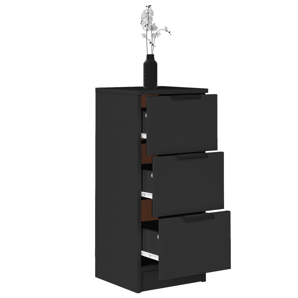 VidaXL Dressoirs 2 st 30x30x70 cm bewerkt hout zwart