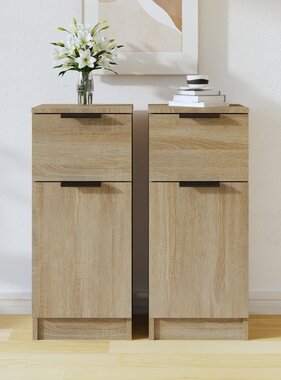 VidaXL Dressoirs 2 st 30x30x70 cm bewerkt hout sonoma eikenkleurig