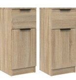 VidaXL Dressoirs 2 st 30x30x70 cm bewerkt hout sonoma eikenkleurig