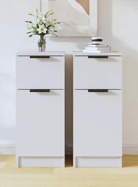 VidaXL Dressoirs 2 st 30x30x70 cm bewerkt hout wit