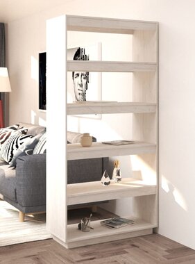 VidaXL Boekenkast/kamerscherm 80x35x167 cm massief grenenhout wit