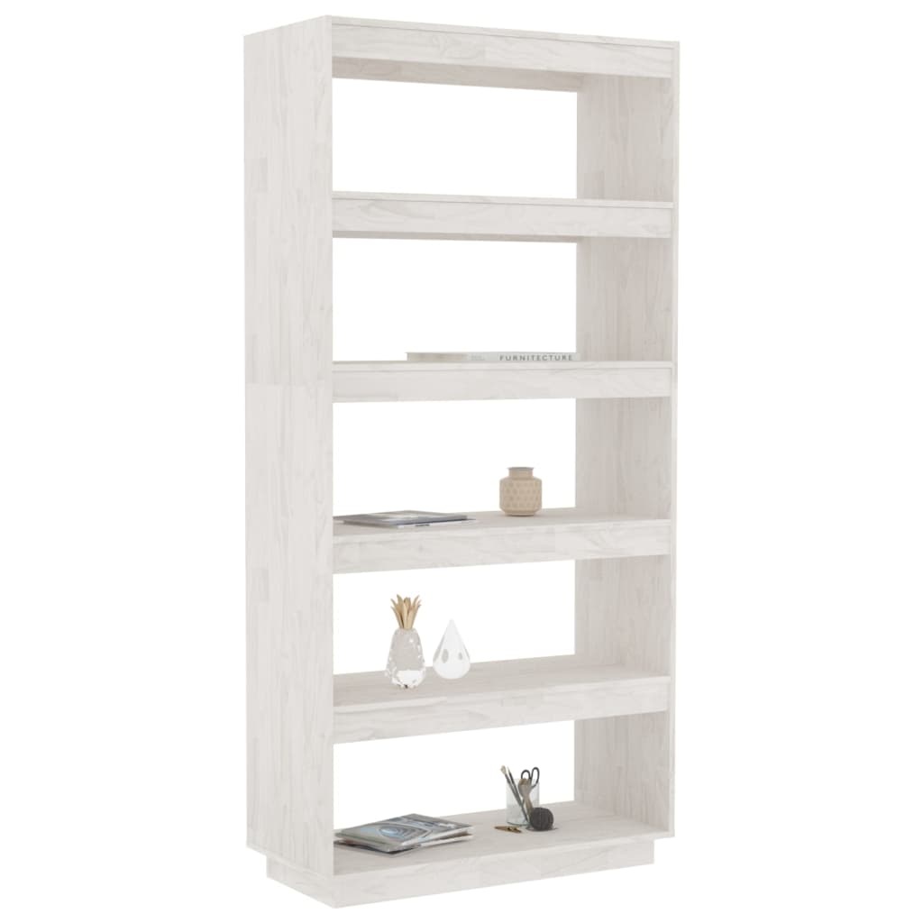 VidaXL Boekenkast/kamerscherm 80x35x167 cm massief grenenhout wit