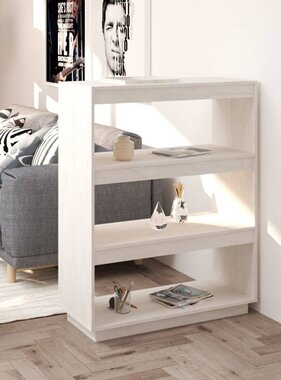 VidaXL Boekenkast/kamerscherm 80x35x103 cm massief grenenhout wit