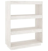 VidaXL Boekenkast/kamerscherm 80x35x103 cm massief grenenhout wit