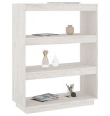 VidaXL Boekenkast/kamerscherm 80x35x103 cm massief grenenhout wit