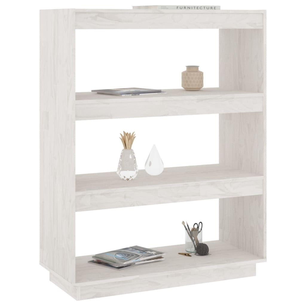 VidaXL Boekenkast/kamerscherm 80x35x103 cm massief grenenhout wit