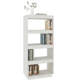 VidaXL Boekenkast/kamerscherm 60x35x135 cm massief grenenhout wit