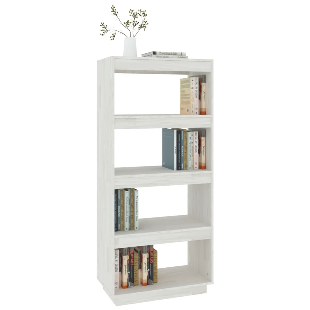 VidaXL Boekenkast/kamerscherm 60x35x135 cm massief grenenhout wit