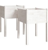 VidaXL Plantenbakken 2 st 50x50x70 cm massief grenenhout wit