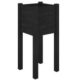VidaXL Plantenbakken 2 st 31x31x70 cm massief grenenhout zwart