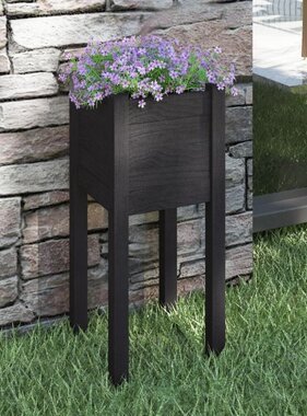 VidaXL Plantenbak 31x31x70 cm massief grenenhout zwart