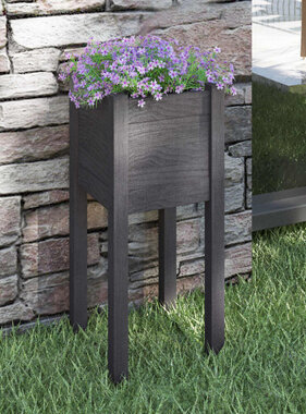 VidaXL Plantenbak 31x31x70 cm massief grenenhout grijs