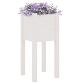 VidaXL Plantenbak 31x31x70 cm massief grenenhout wit
