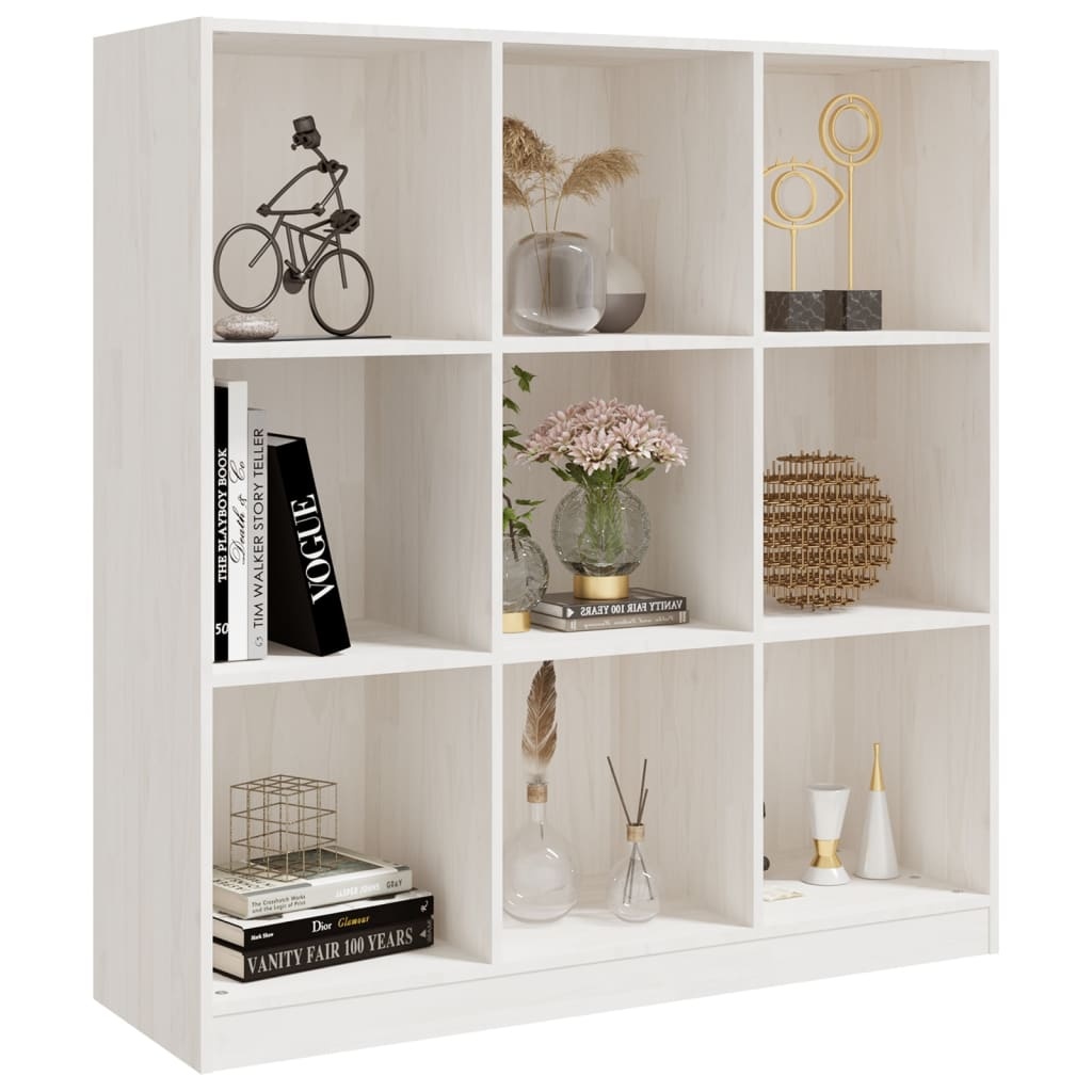 VidaXL Boekenkast/kamerscherm 104x33,5x110 cm massief grenenhout wit