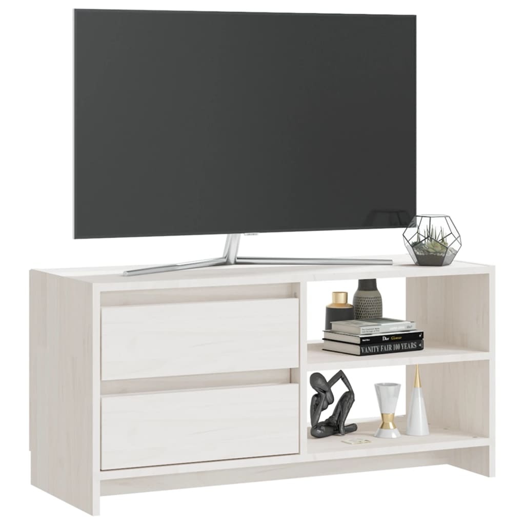 VidaXL Tv-meubel 80x31x39 cm massief grenenhout wit