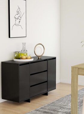 VidaXL Dressoir met 3 lades 120x41x75 cm bewerkt hout zwart
