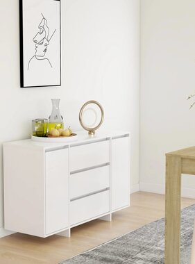 VidaXL Dressoir met 3 lades 120x41x75 cm bewerkt hout wit