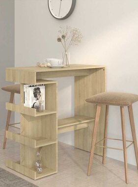 VidaXL Bartafel met opbergrek 100x50x101,5 cm hout sonoma eiken