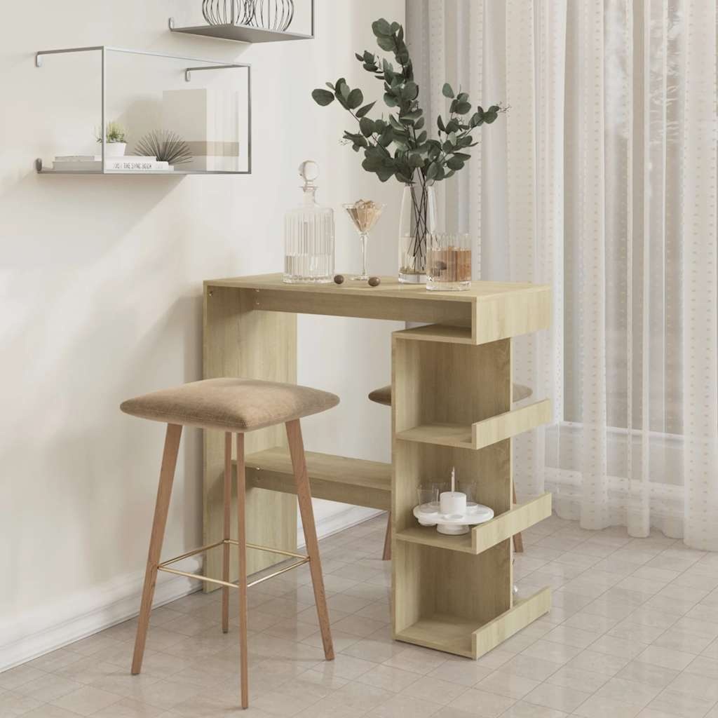 VidaXL Bartafel met opbergrek 100x50x101,5 cm hout sonoma eiken