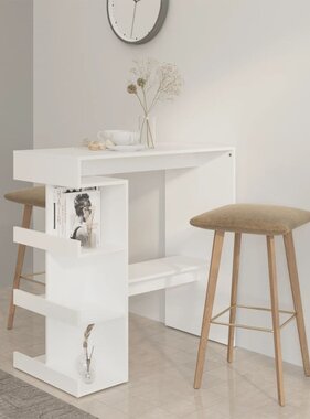 VidaXL Bartafel met opbergrek 100x50x101,5 cm spaanplaat wit